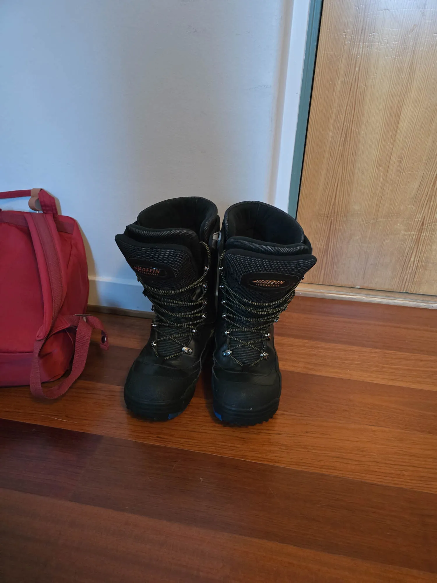 shot of boots in hotel room
