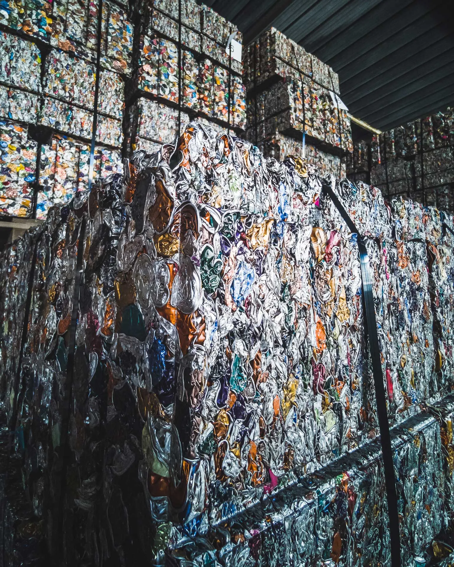 shot of compressed capsules ready for recycling