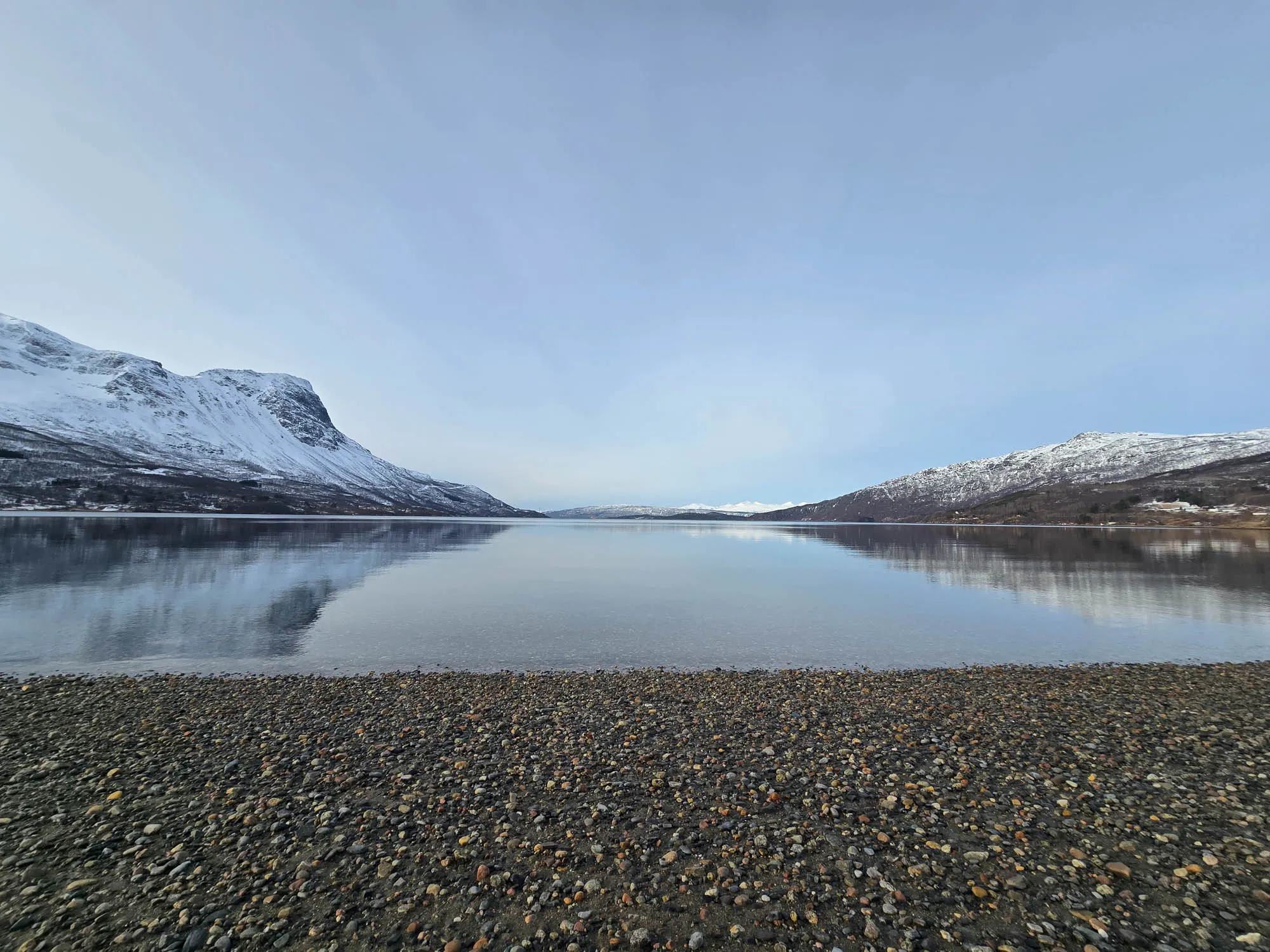 wide angle shot of fjord