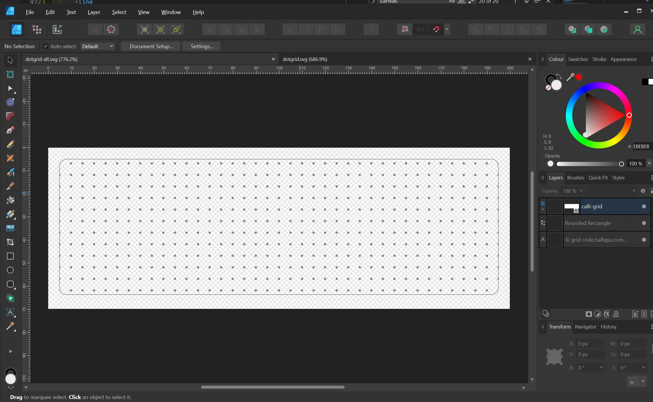 functional dot grid in affinity