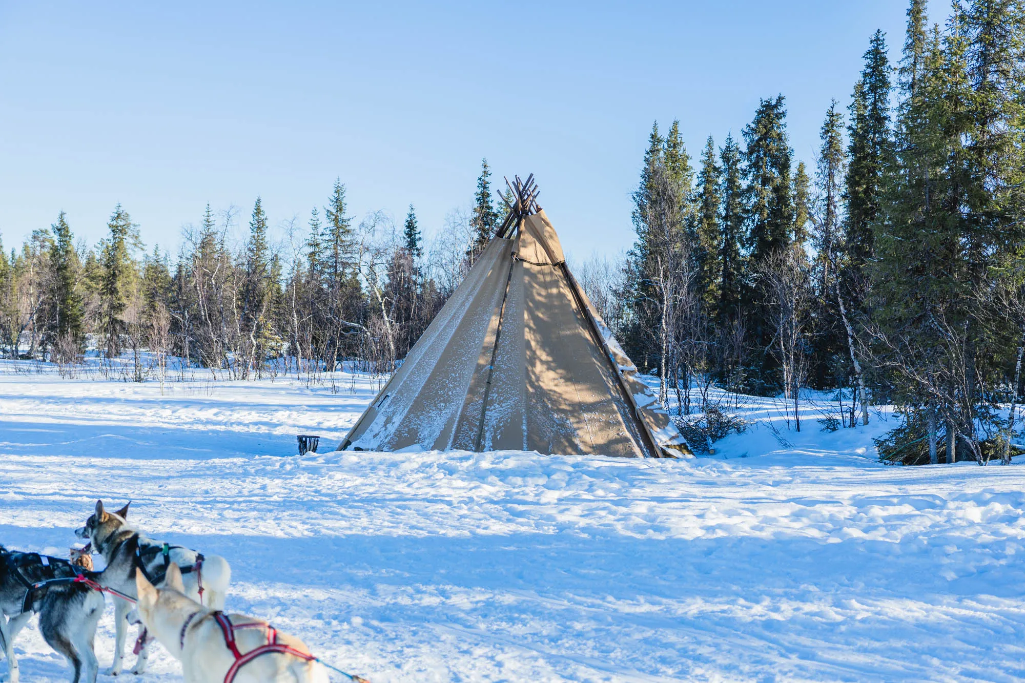 tipi tent on frozen lake