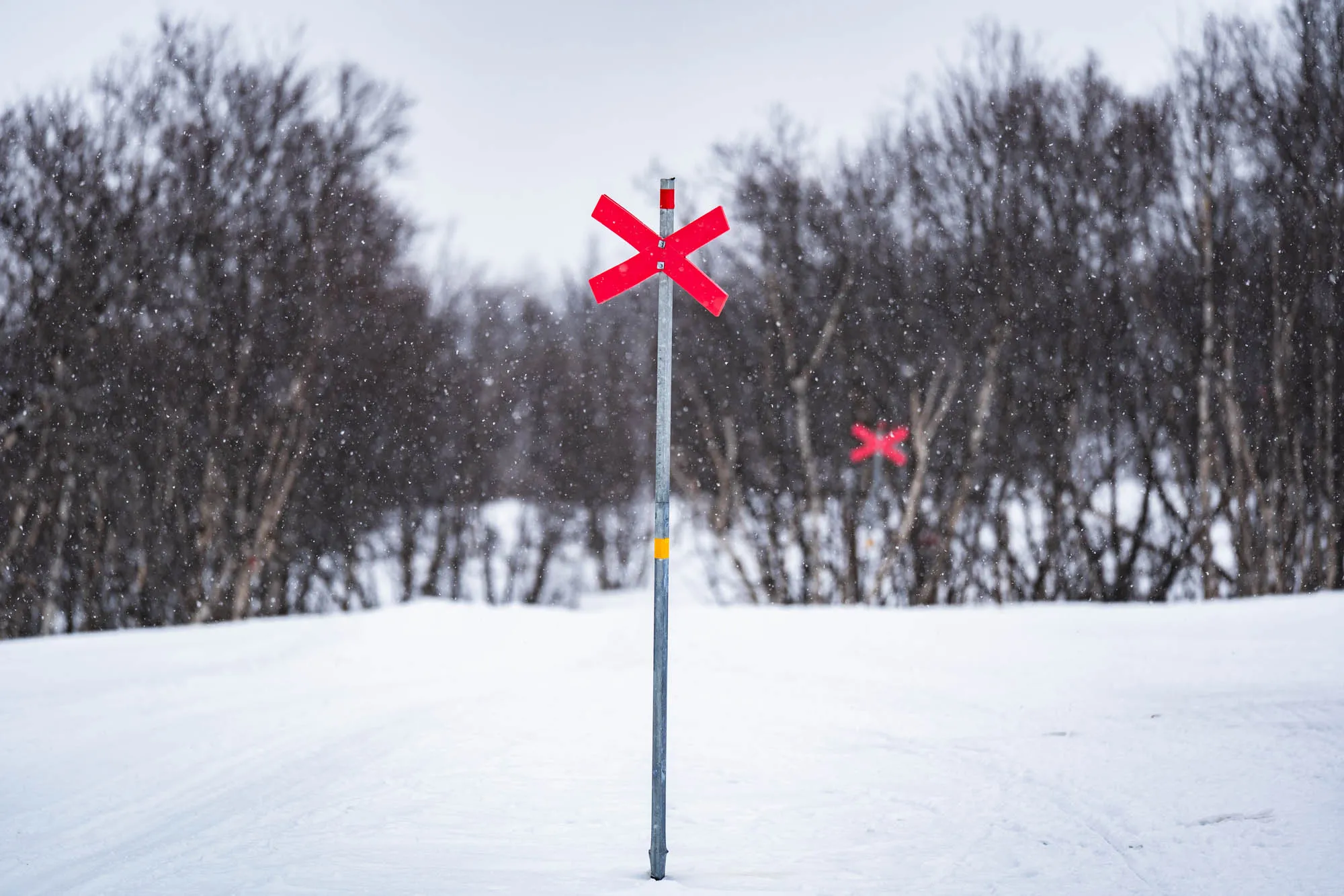 road marker for snow mobile trail